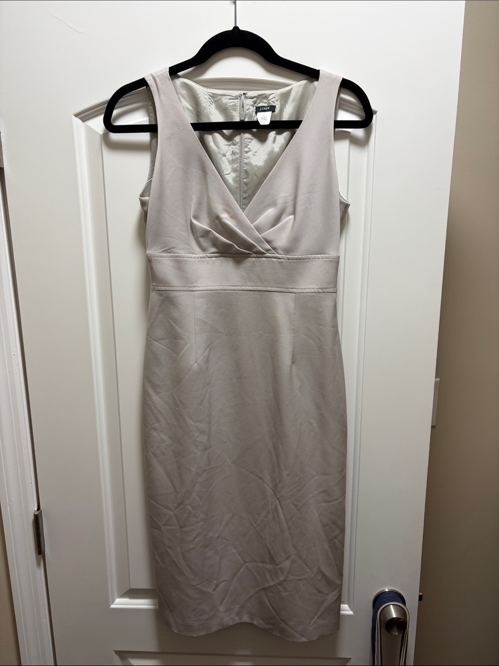 J Crew V-Neck Midi Dress in Light Taupe